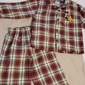 2/$24 Disney Christmas Plaid PJ Set 3T